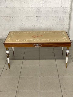 1950s sofa table with polished and painted travertine top