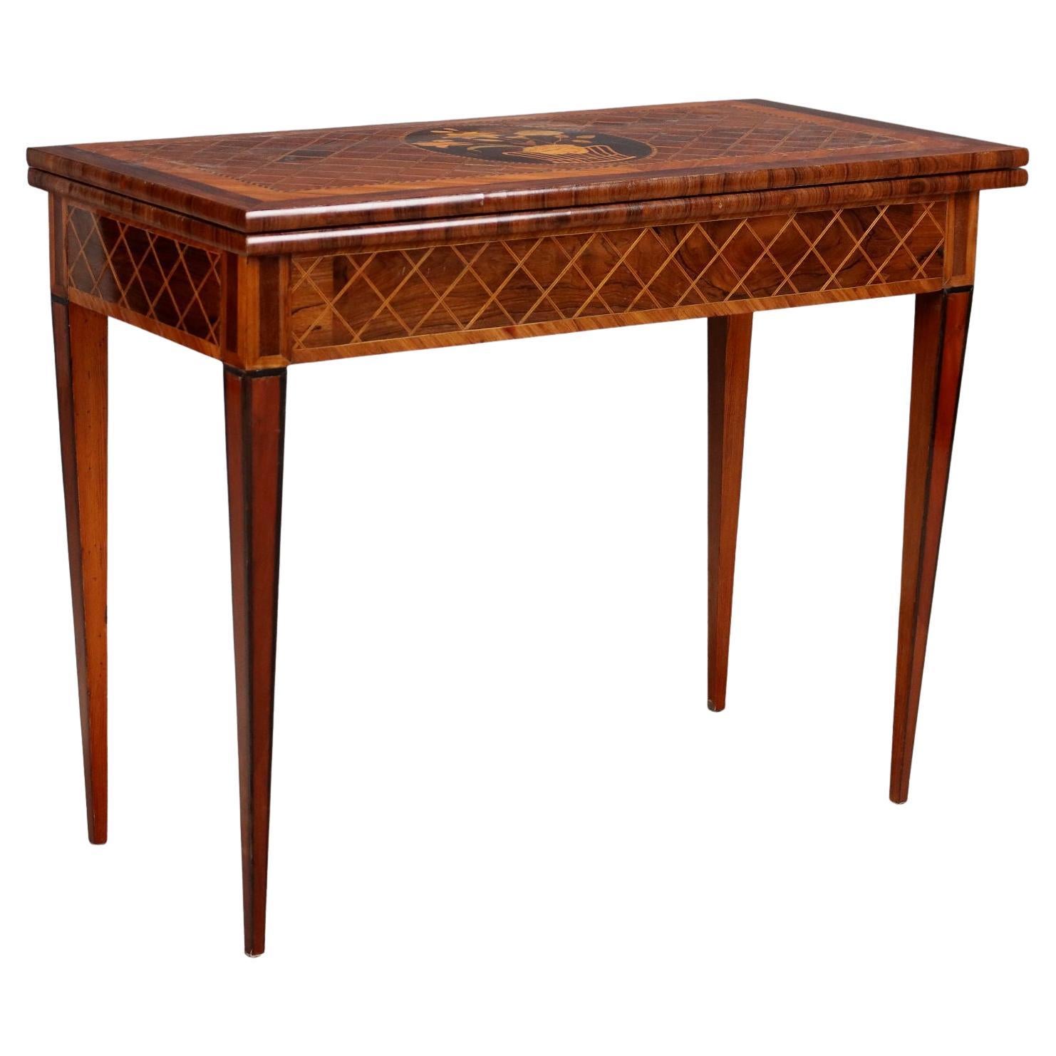 Tavolino da Gioco Intarsiato Italia Fine XVIII Secolo