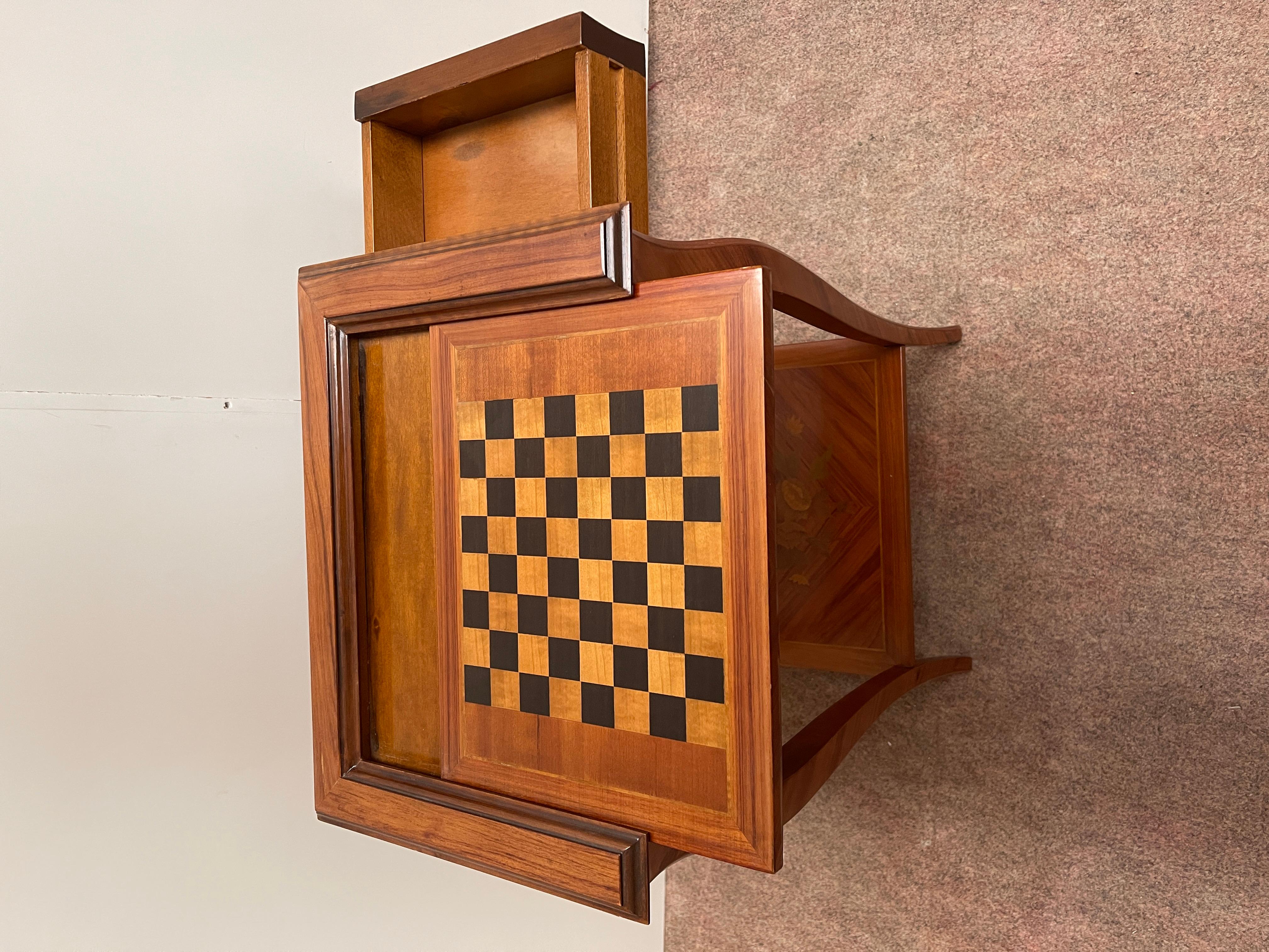 Luigi XVI Tavolino da gioco per scacchi in legno Gueridon stile napoleon iii in vendita