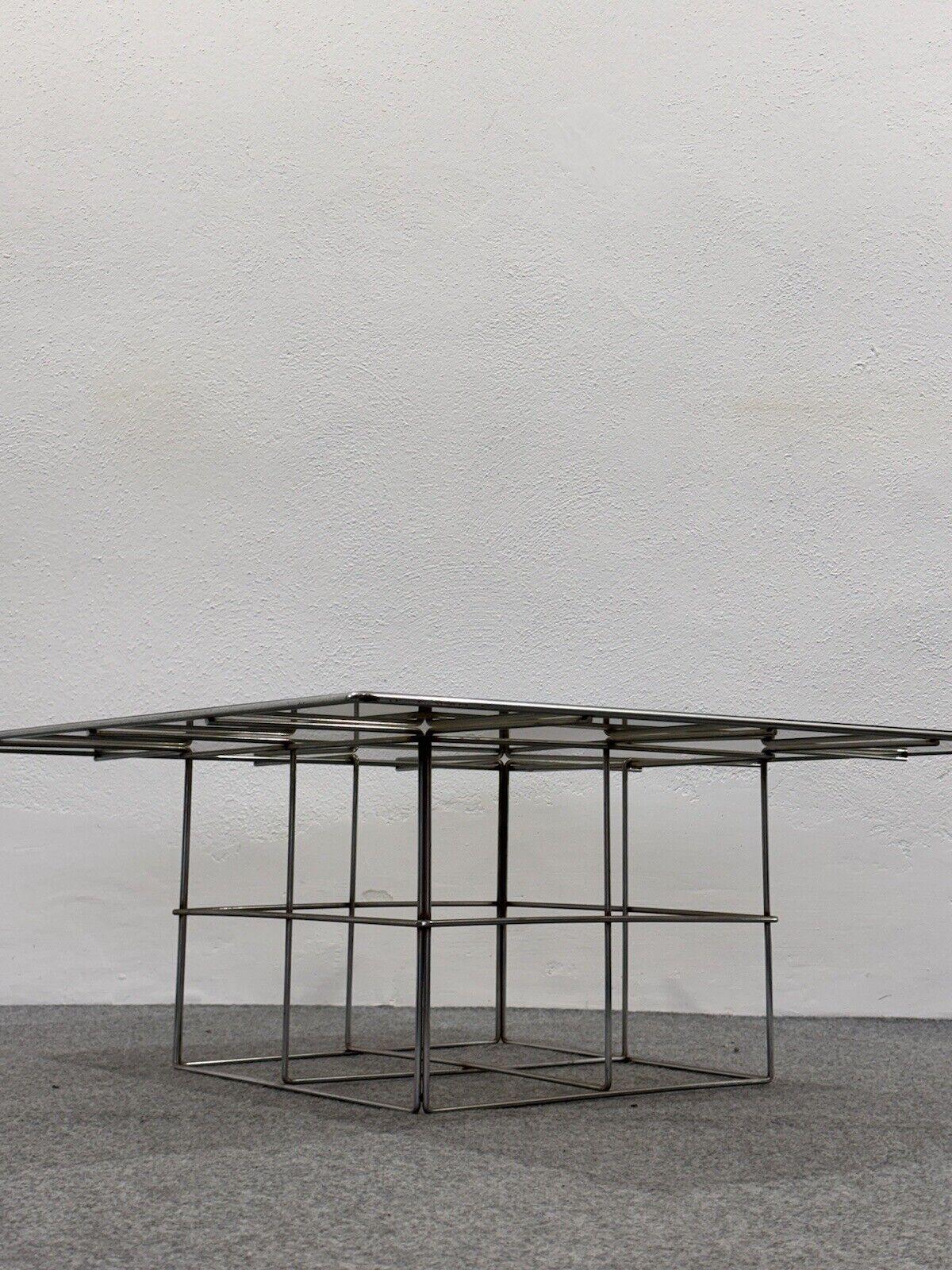 Coffee table Steel Grid design Modernity 1970's In Good Condition For Sale In Taranto, IT