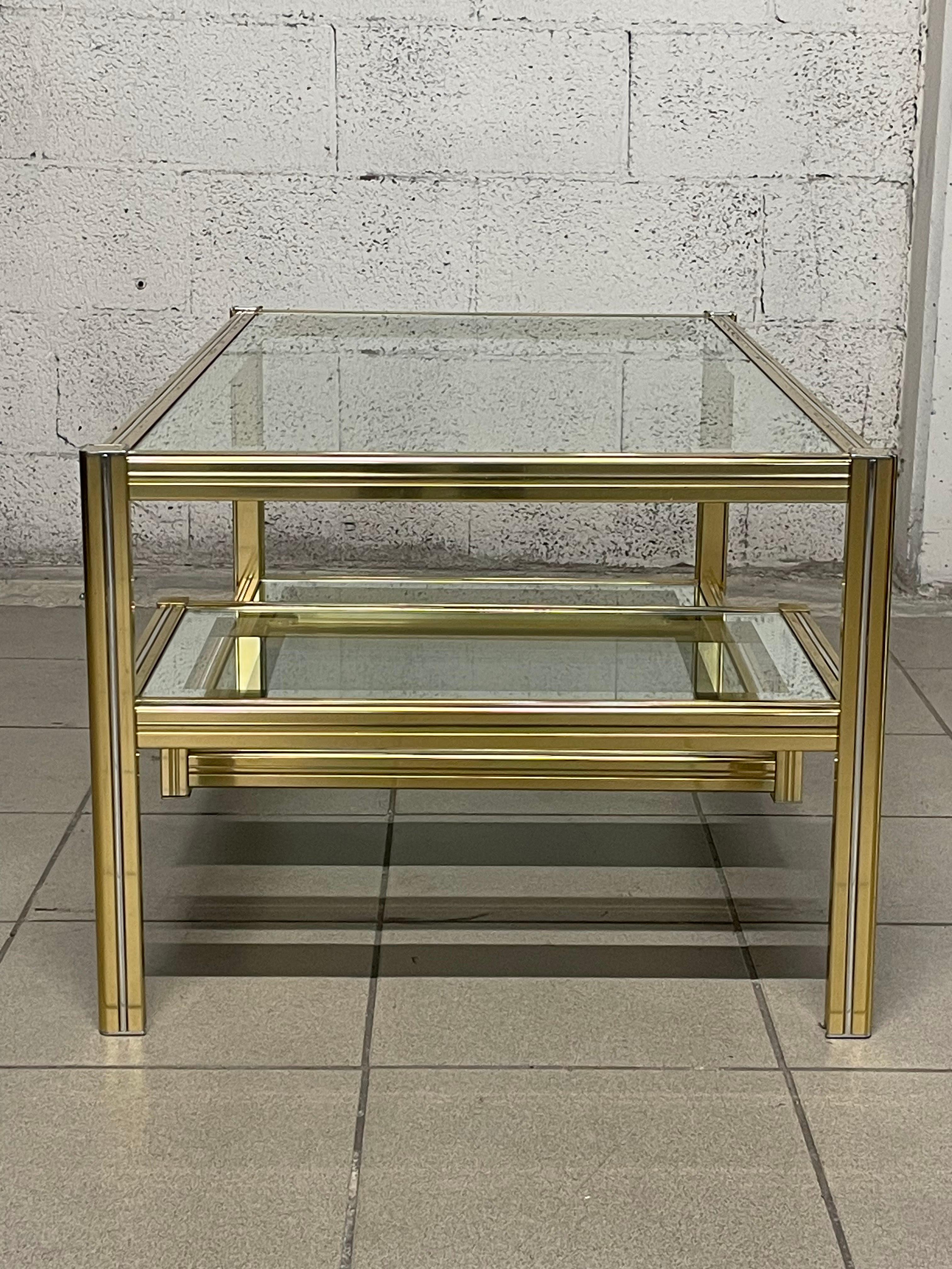 1970s living room glass and brass coffee table 3