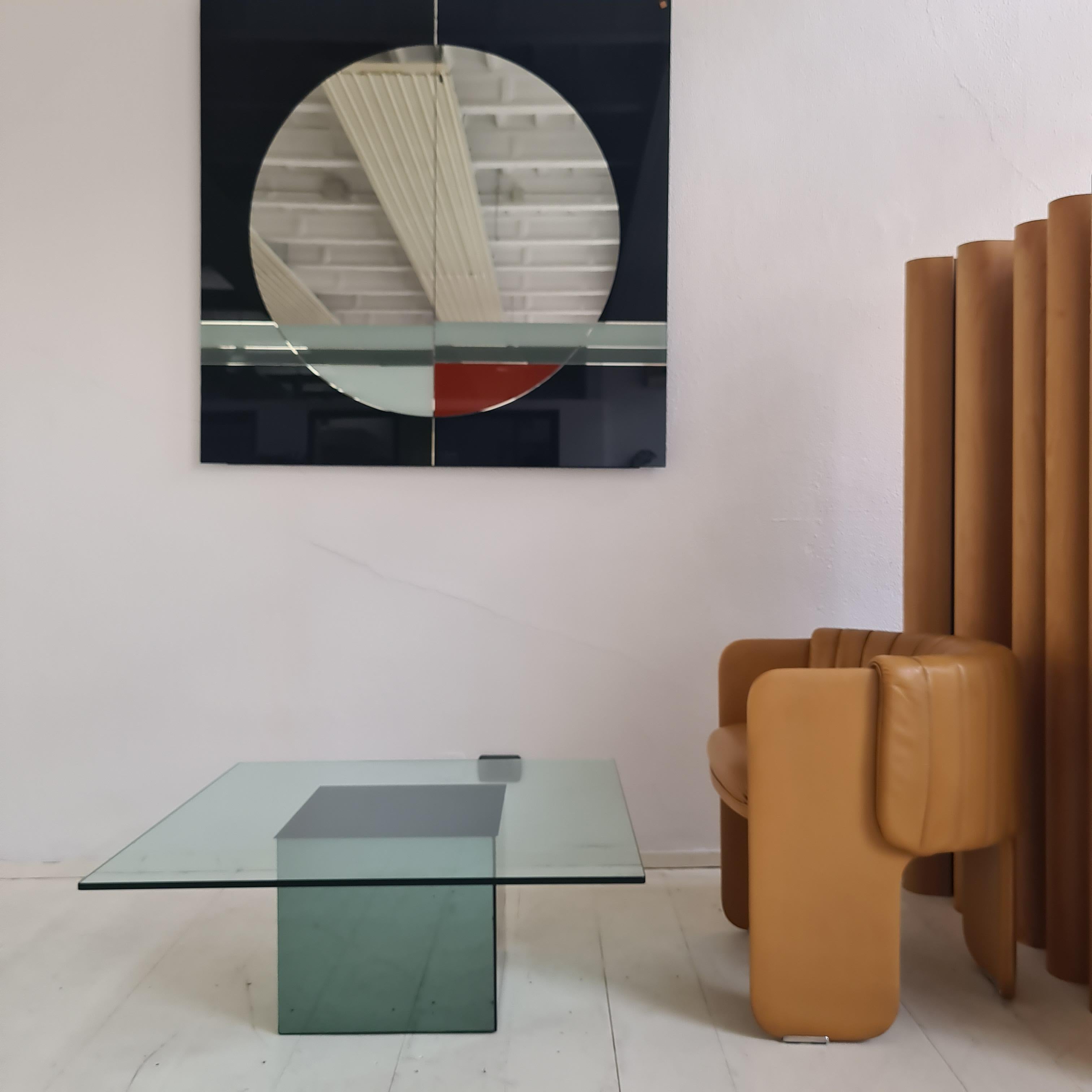 20th Century Block glass coffee table for living room designer Nanda Vigo for Acerbis 1970s For Sale