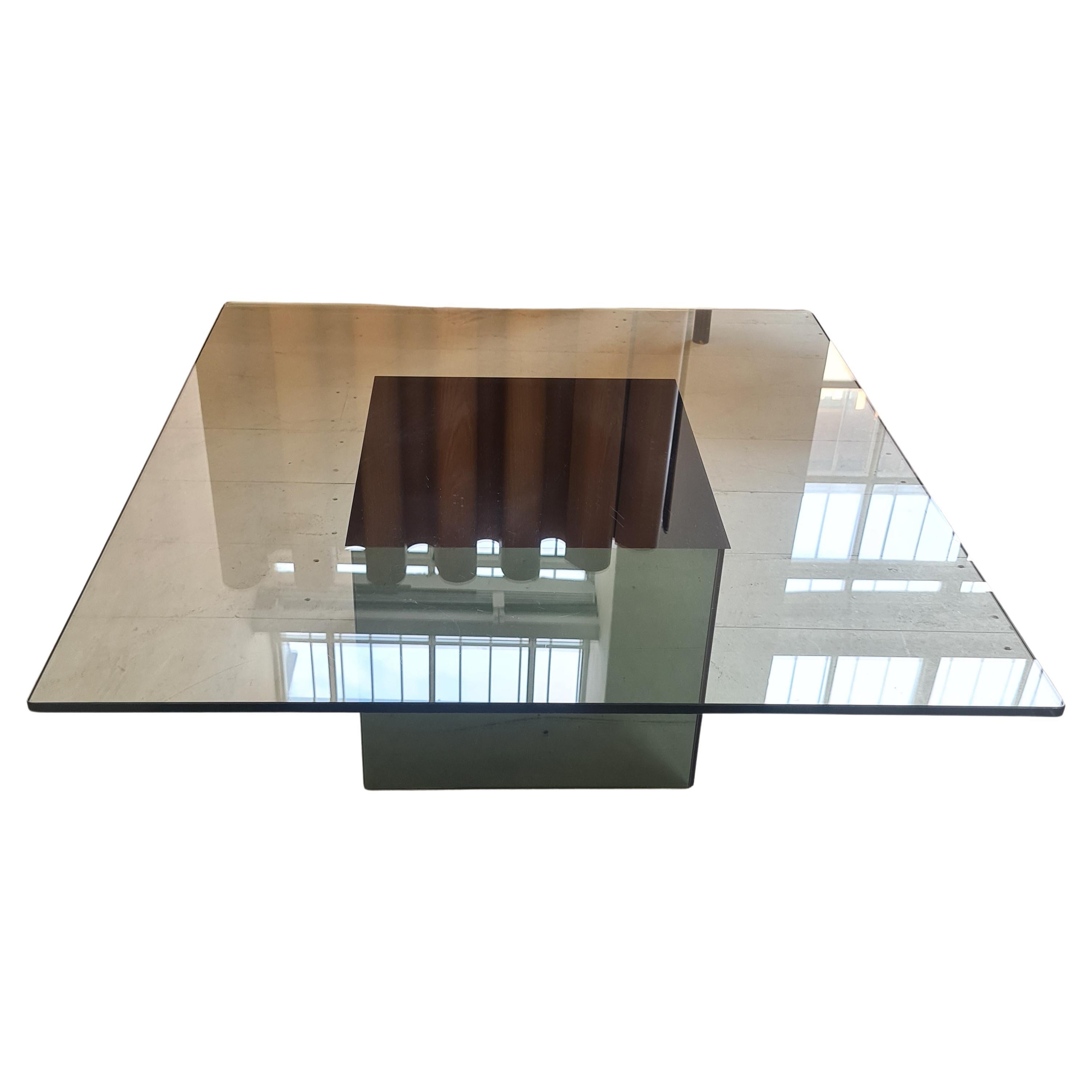Block glass coffee table for living room designer Nanda Vigo for Acerbis 1970s For Sale