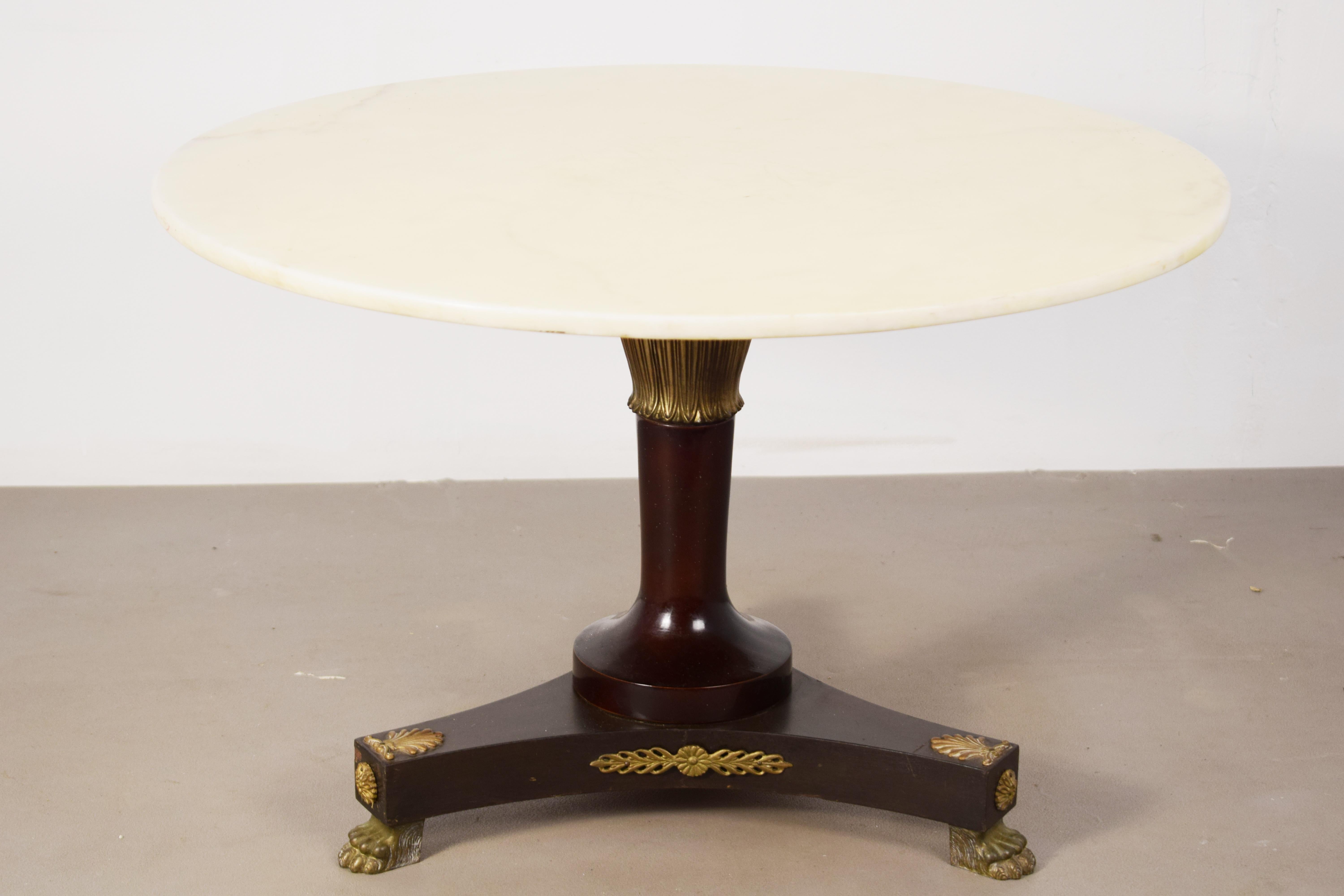 Mid-Century moderno Tavolino da salotto con marmo, Italia, anni '50. in vendita