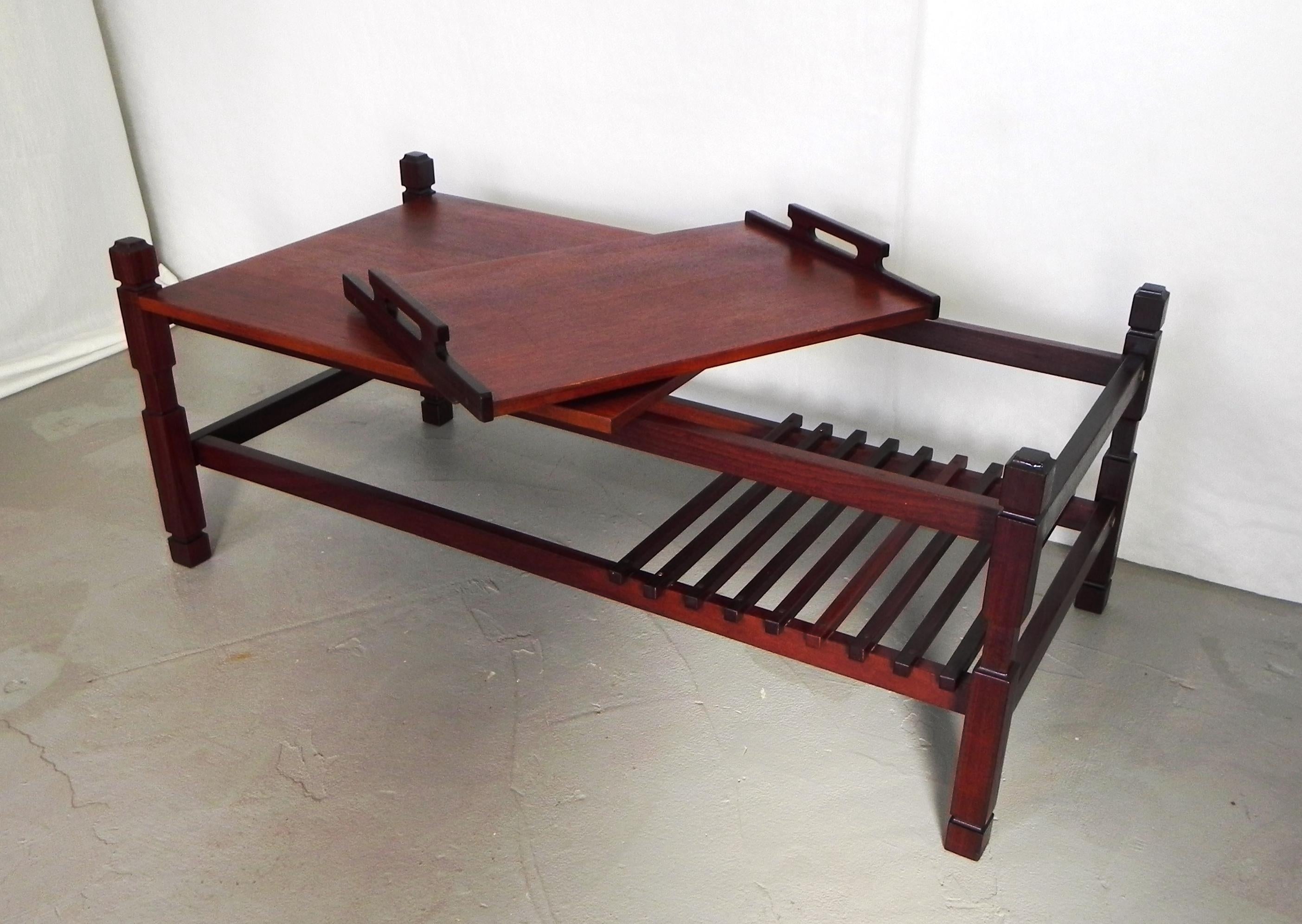 Mid-Century Modern coffee table with tray, 1960s For Sale