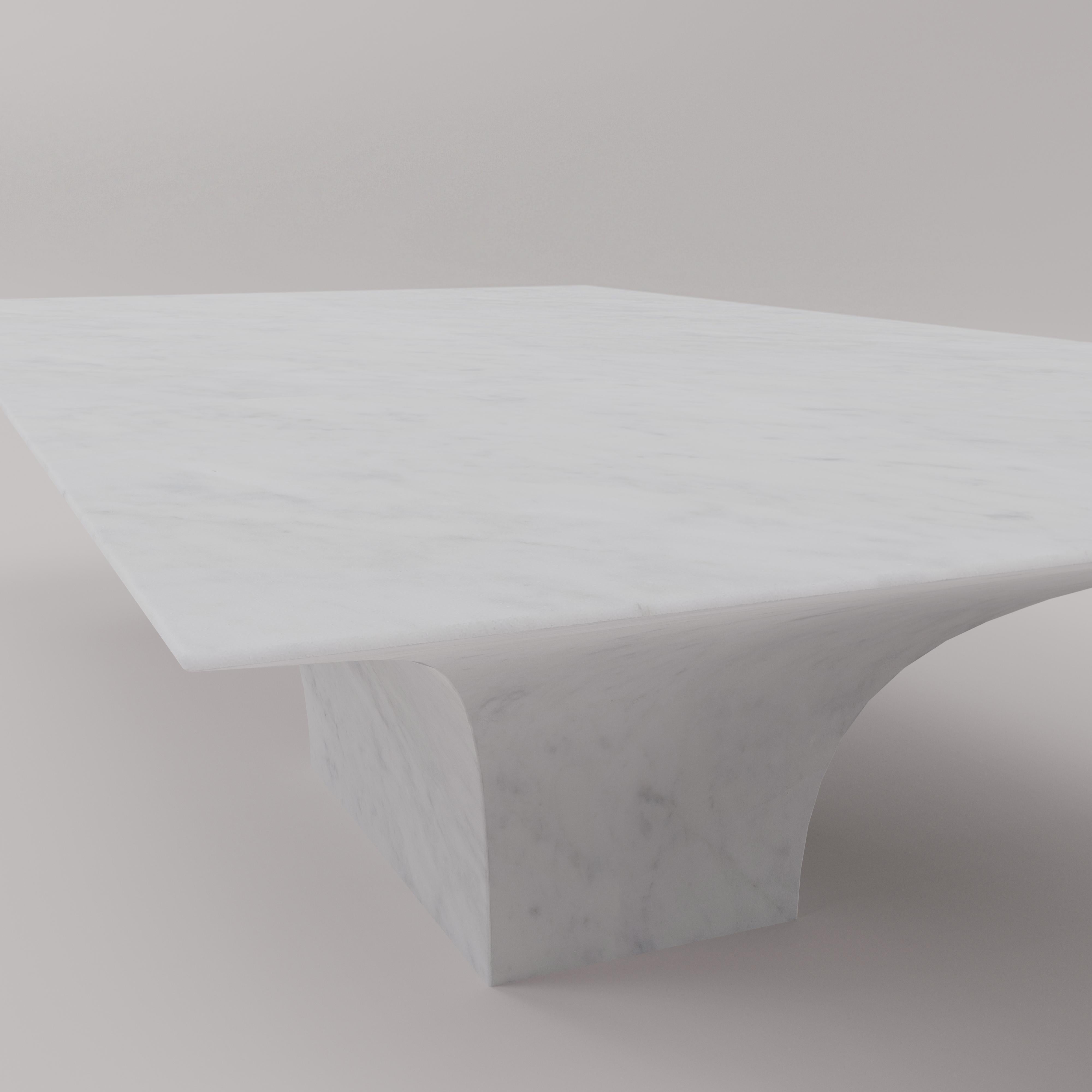 Hand-Crafted Contemporary Carrara white marble coffee table for living room For Sale