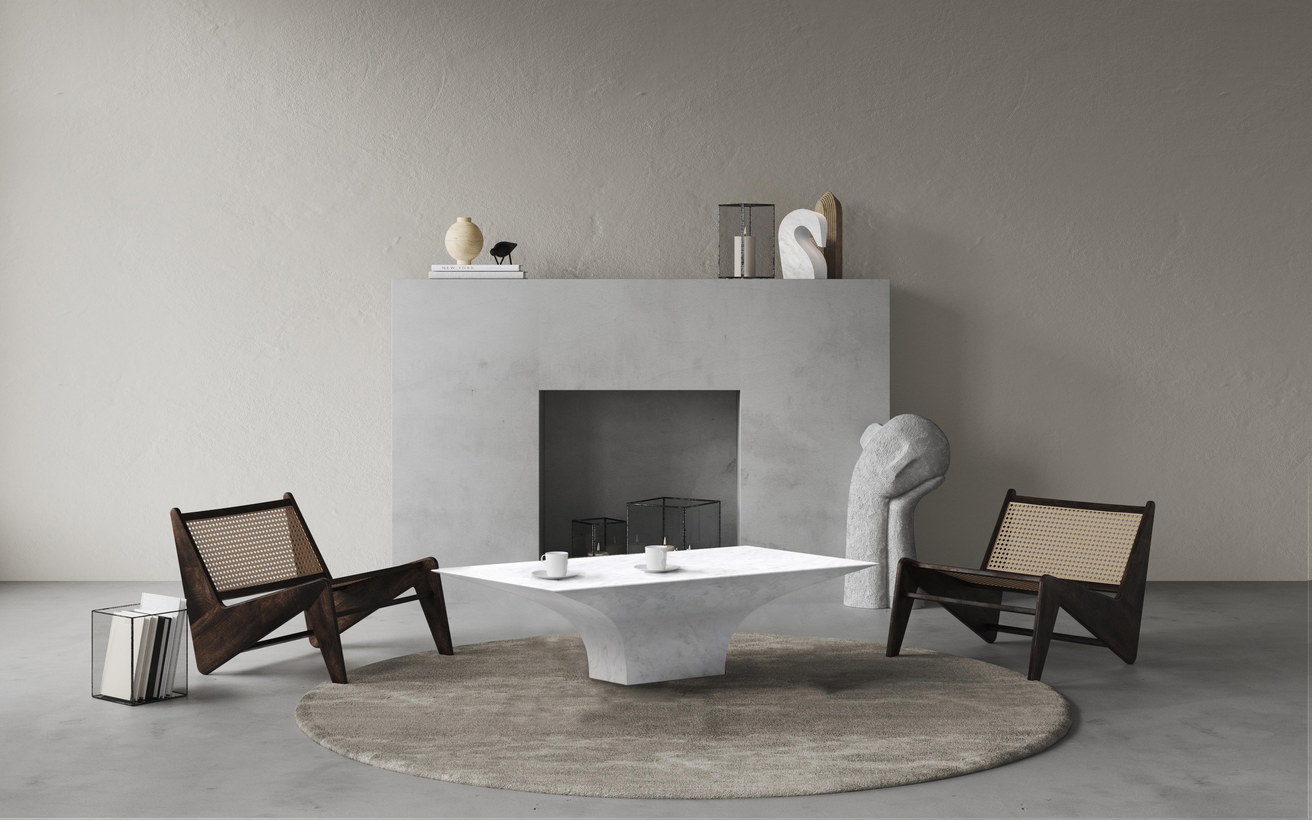 Contemporary Carrara white marble coffee table for living room In New Condition For Sale In Treviso, IT