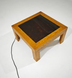 Tavolino da Salotto in Legno e Lucite retroilluminato Italia 70s Mid-Century