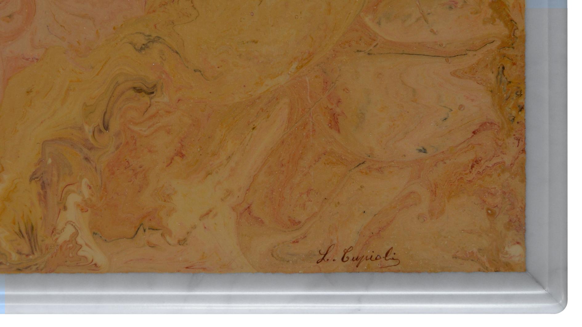 Inlay Coffee Table Living Room White Marble Inlaid Calle Flowers, Handmade in Italy For Sale