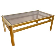 Brass and Smoked Glass Coffee Table, 1970s - "Golden Line"