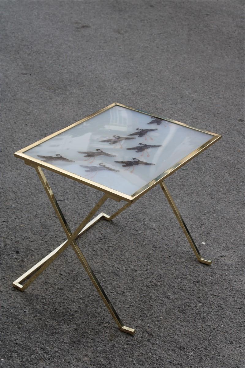 Tavolino in solido Ottone e lucite con Francia, probabile manifattura di Maison Jansen francia 1950/60.
