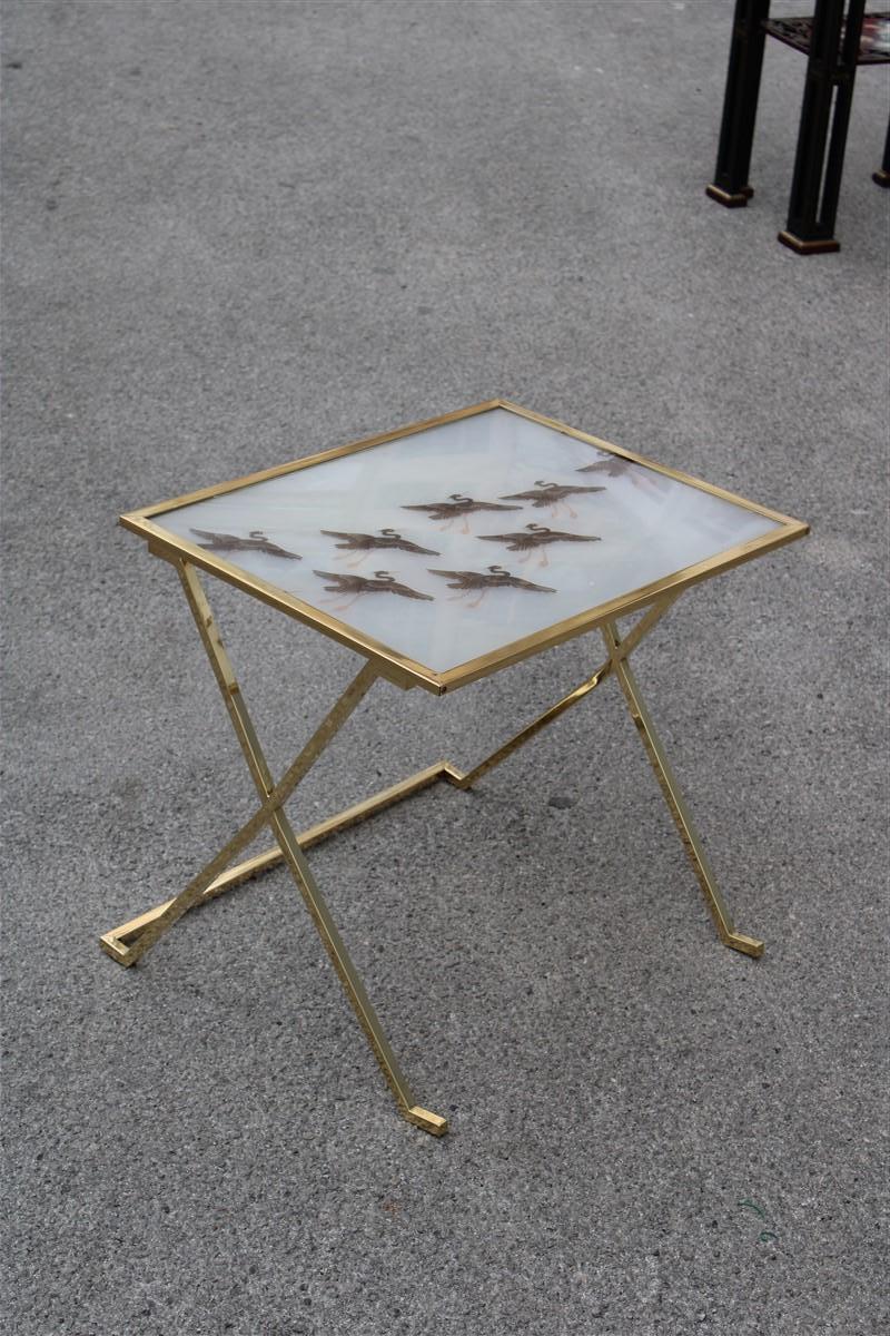 Mid-Century Modern Tavolino da salotto en ottomane massif et Lucite avec Fenicotteri Francia 1970 en vente