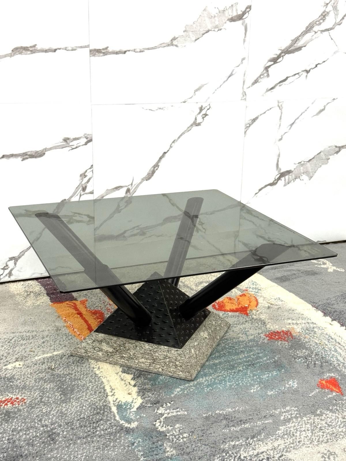 Italian Tavolino Da Salotto Marmo E Metallo Design Modernariato Anni 80 in vendita