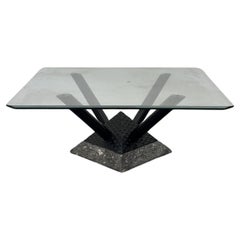 Tavolino Da Salotto Marmo E Metallo Design Modernariato Anni 80