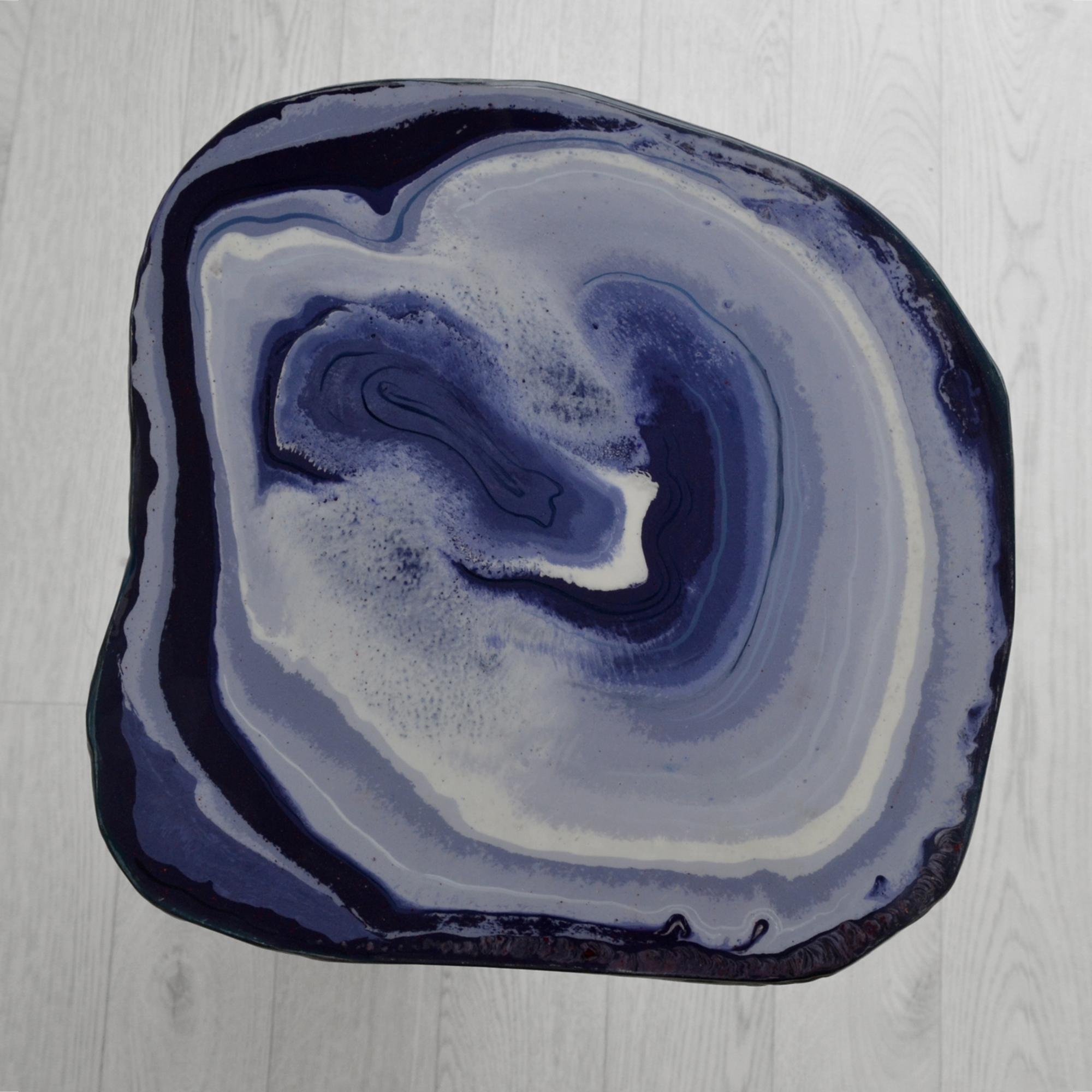 Italian Tavolino Salotto Moderno Resina Blu Fatto a Mano in Italia da Cupioli in vendita