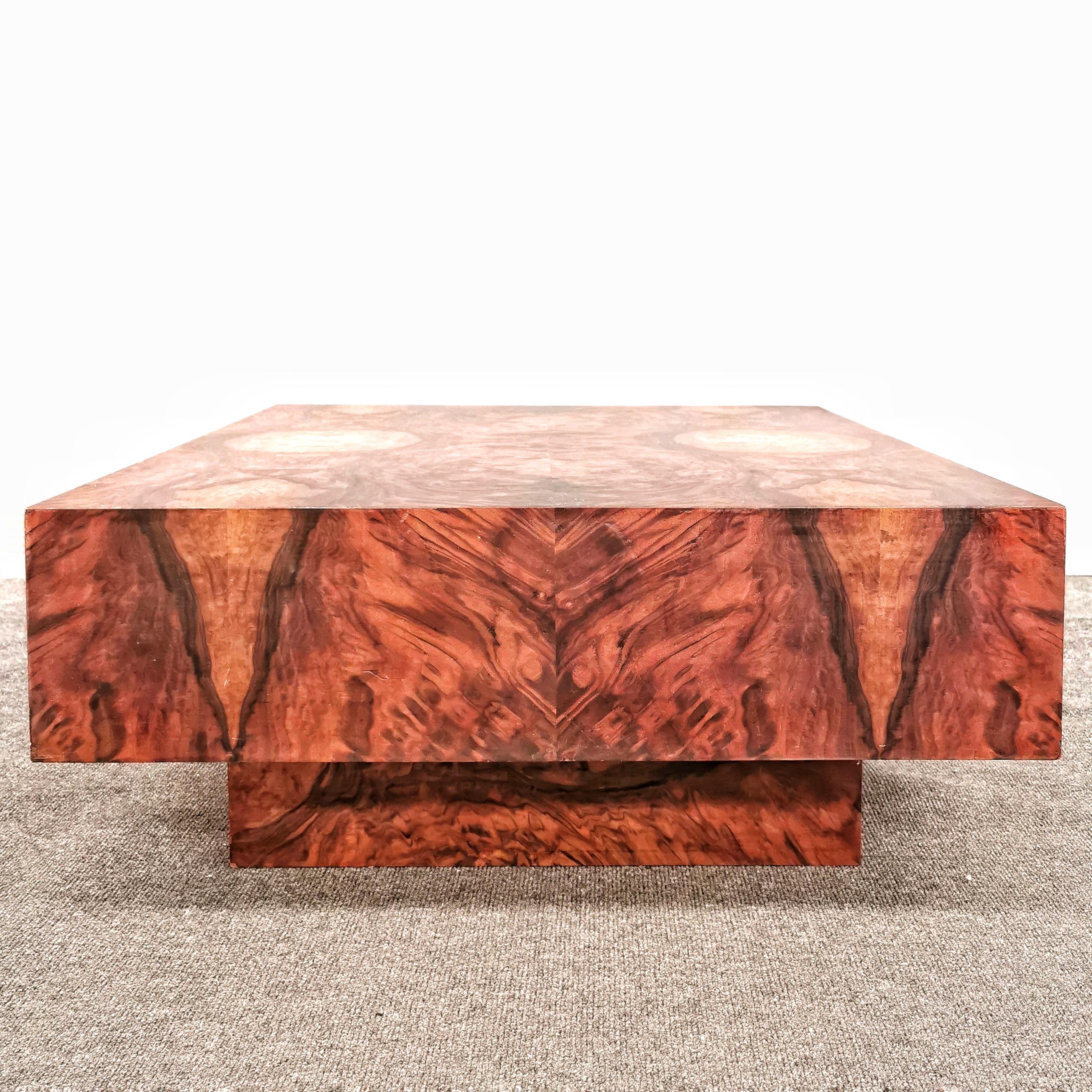Mid-Century Modern Rectangular living room coffee table covered in vintage 1960s briarwood For Sale