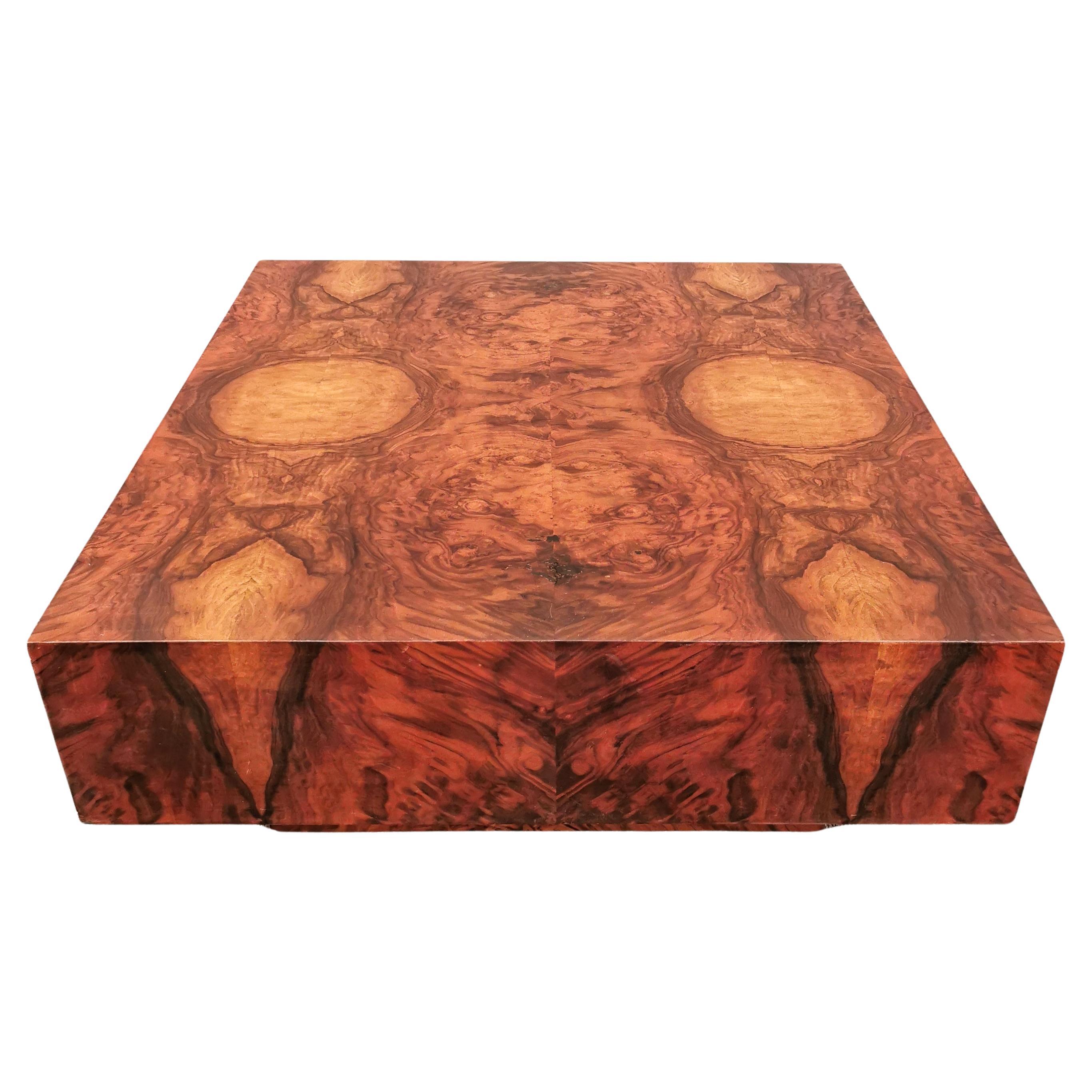 Table basse rectangulaire recouverte de bois de bruyère vintage des années 1960