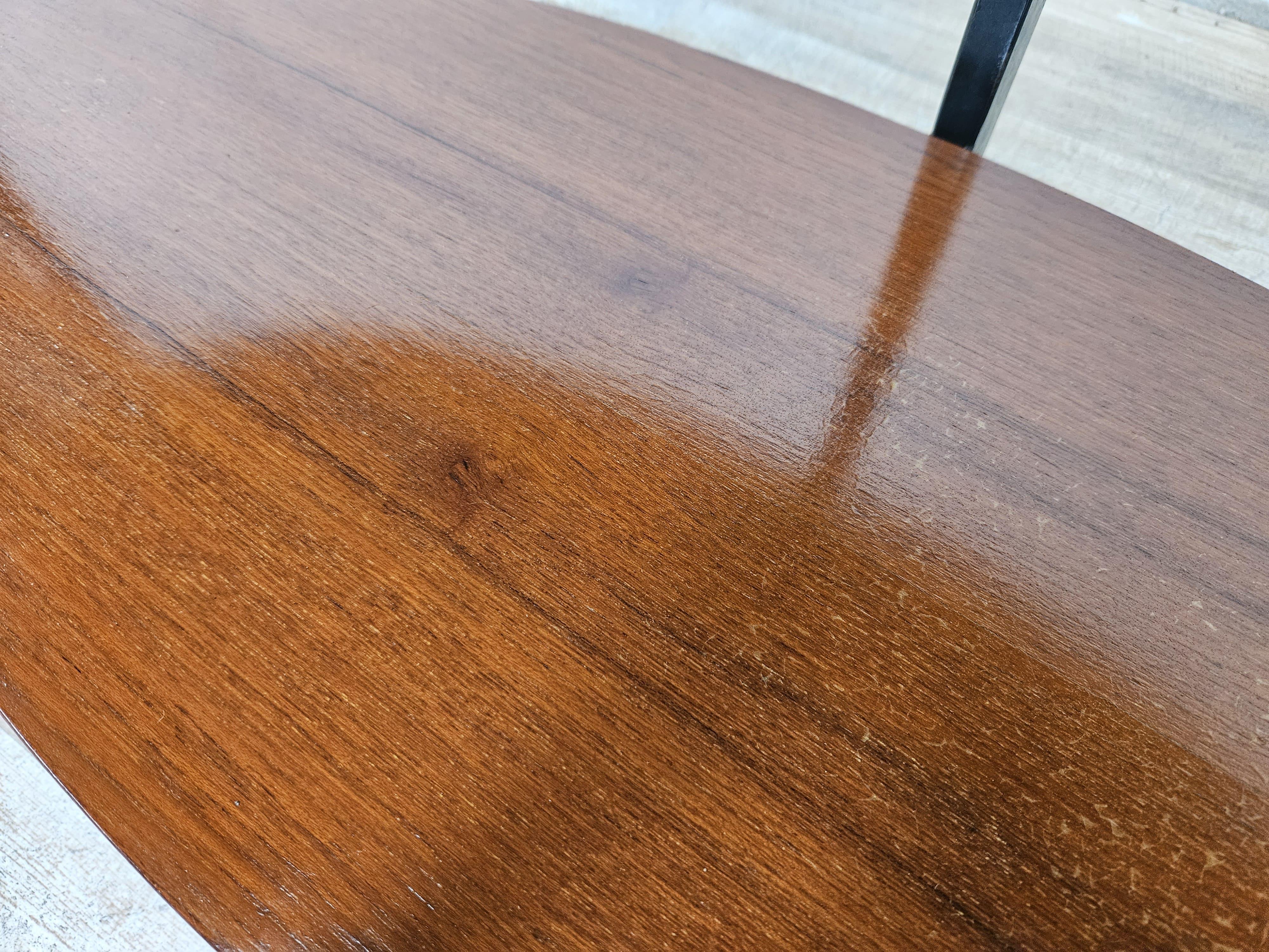 Scandinavian 1960s teak coffee table with adjustable feet For Sale 3