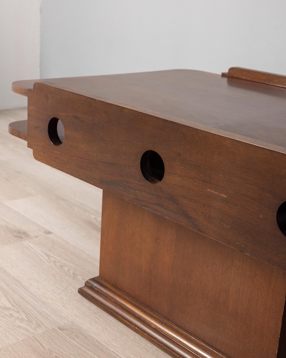 Wood Tavolino da salotto vintage anni 60 con contenitore design Italiano For Sale