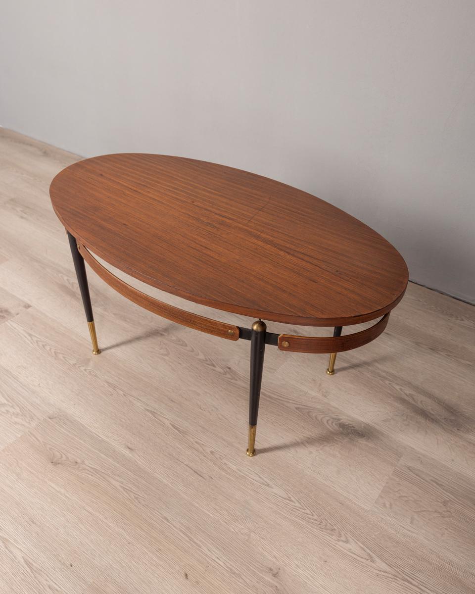 Metallo Tavolino da salotto vintage anni 60 in legno design Italiano in vendita