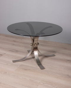 Vintage 60s metal and glass coffee table Italian design living room table
