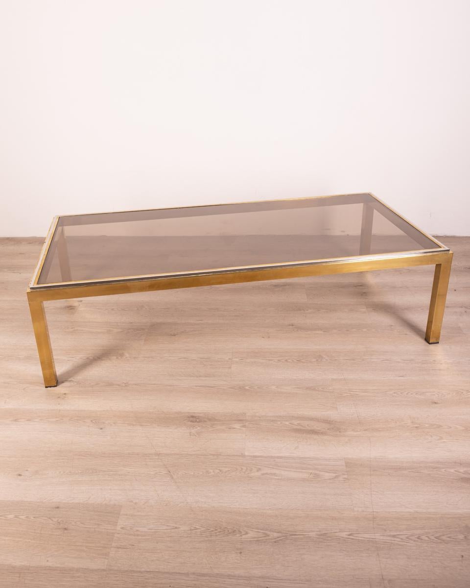 1960s vintage coffee table in gilded brass Italian design In Good Condition For Sale In None, IT