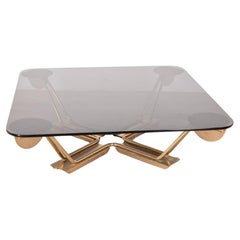 1960s vintage brass and glass coffee table Italian design