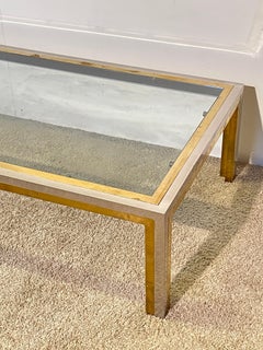 "Modern Touch" glass and brass designer living room side table, 1970s