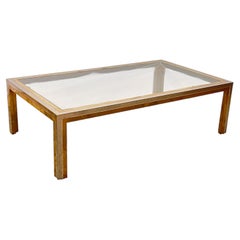 "Modern Touch" glass and brass designer living room side table, 1970s