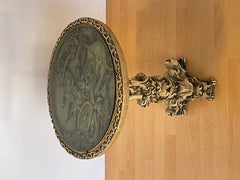 Decorative Side Table with Dragon Base and Engraved Top