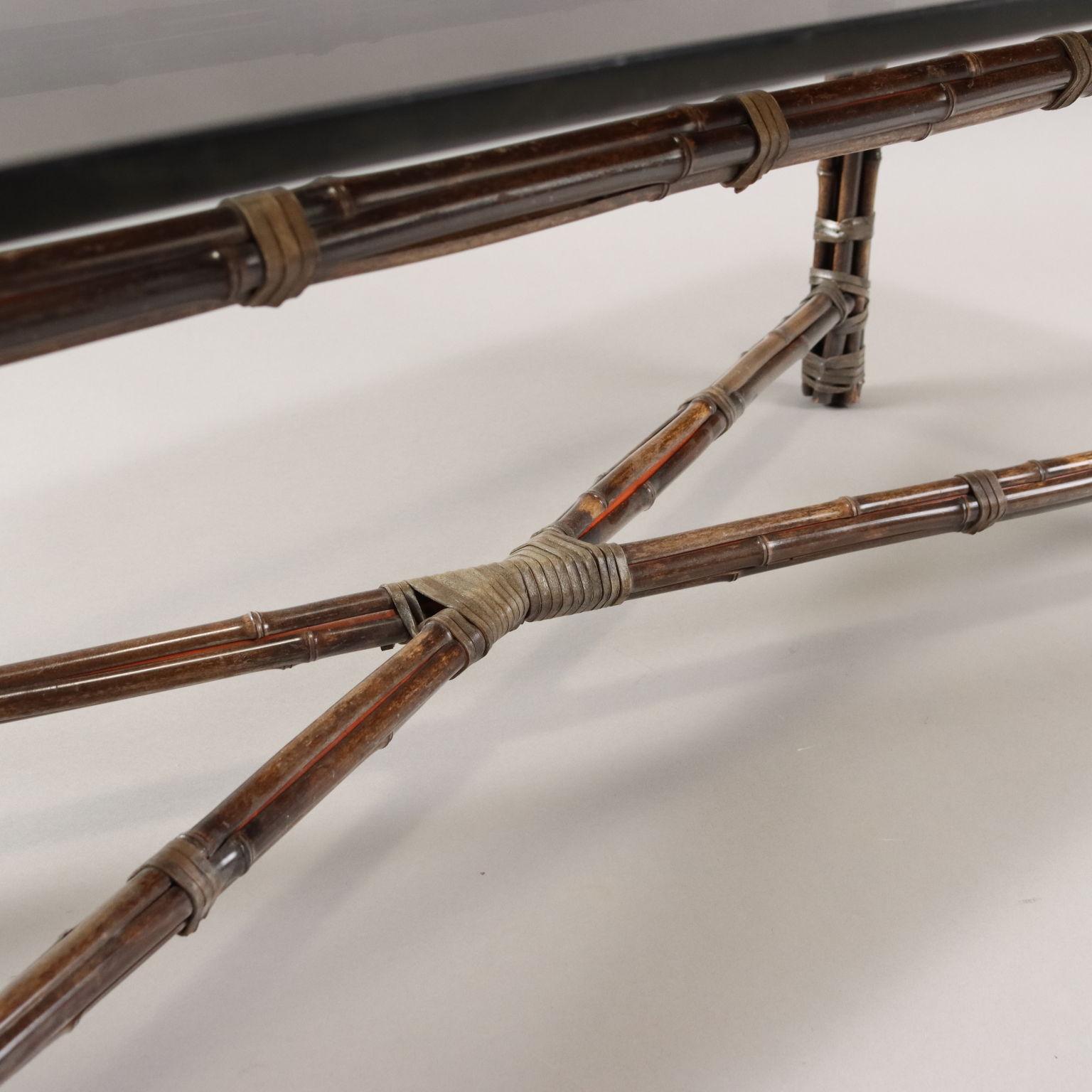 Late 20th Century Table basse par Lyda Levi pour McGuire 1980 Plateau en verre fumé en vente