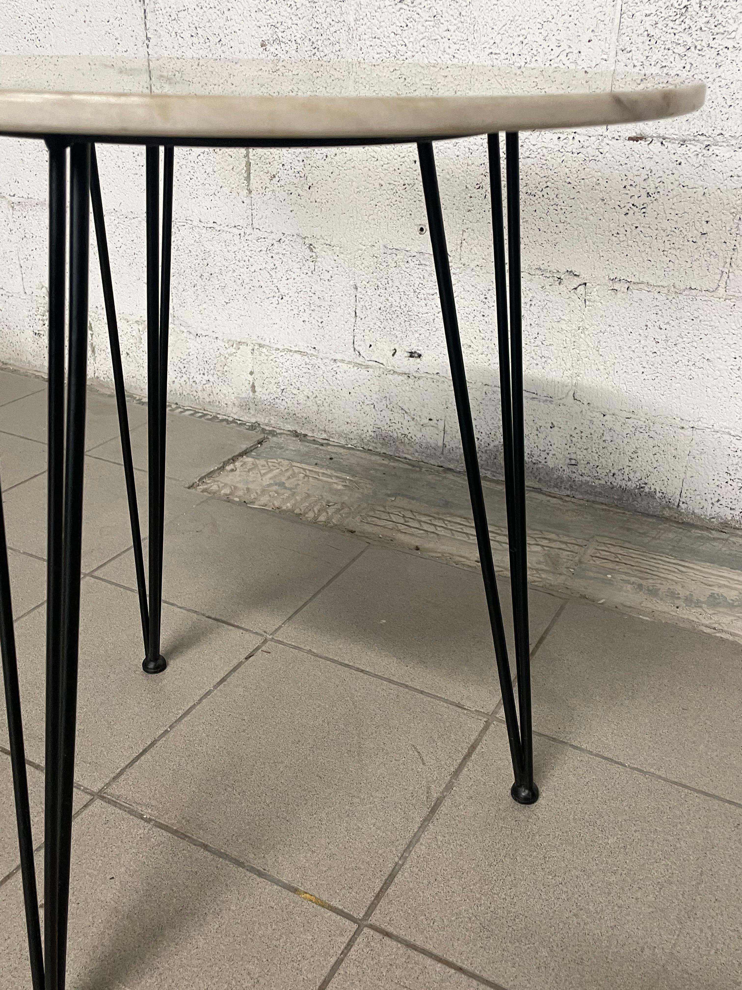 Metal 1950s service table with marble top  For Sale
