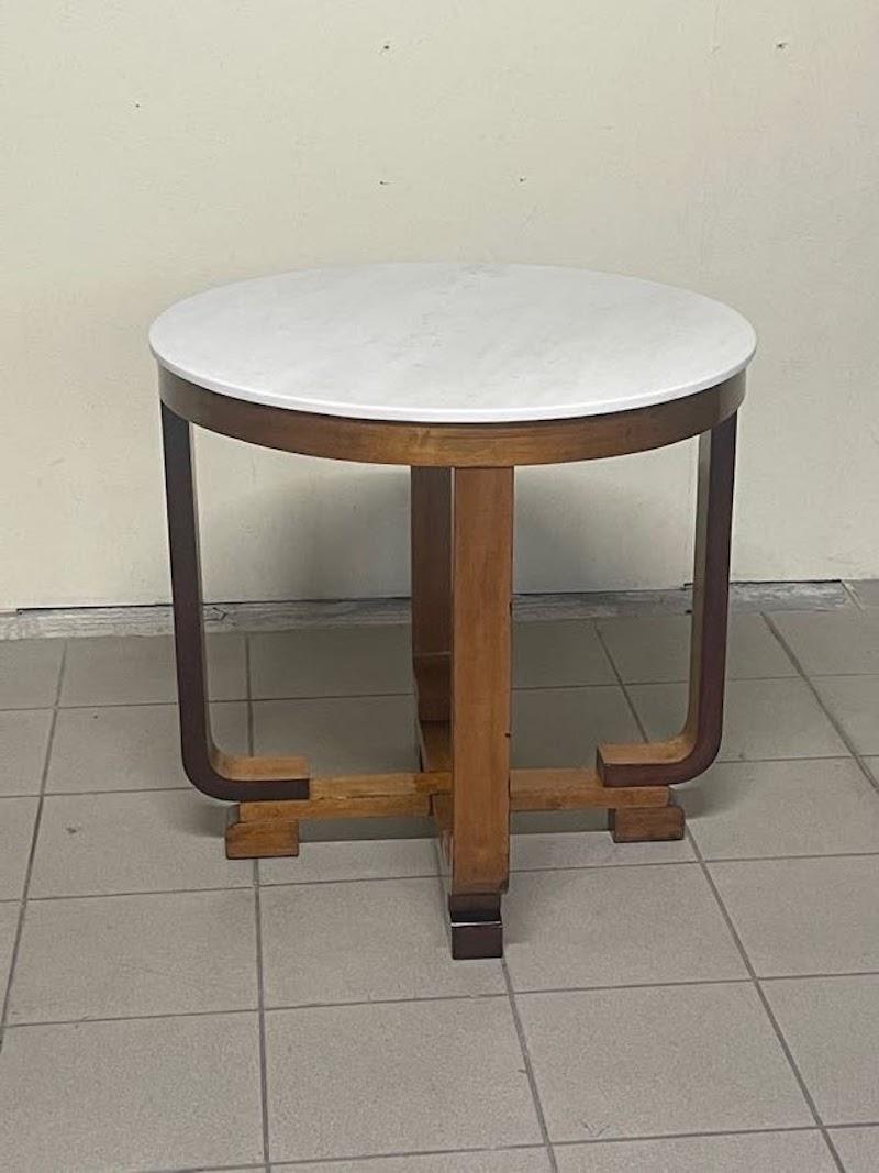 Tavolino di servizio Art Decò in legno di noce e top in marmo in vendita 12