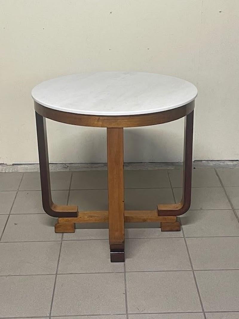 Tavolino di servizio Art Decò in legno di noce e top in marmo in vendita 13