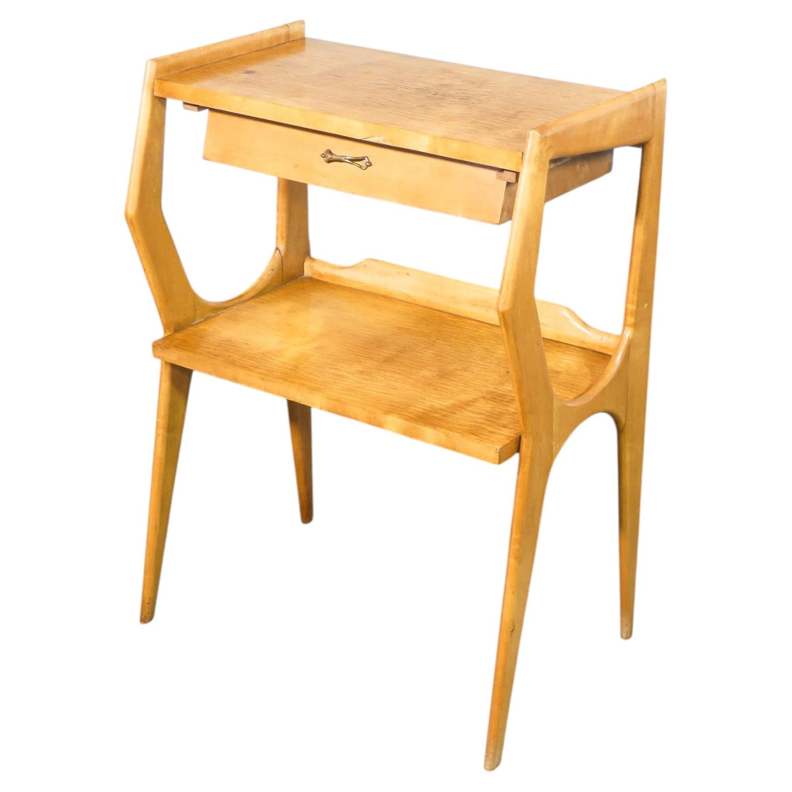 Side table, console table with drawer, designed in the style of Ico PARISI For Sale