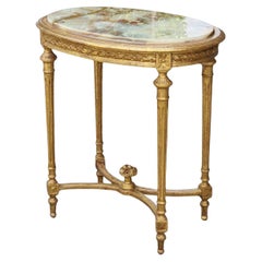 Tavolino francese in legno dorato, stile Luigi XVI, fine Ottocento