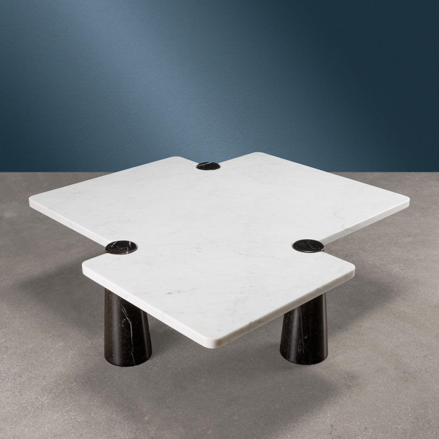 Mid-Century Modern Tavolino 'Freccia' Angelo Mangiarotti per Skipper, bianco e nero, anni 70 For Sale