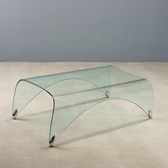 'Genio' coffee table by Massimo Iosa Ghini for Fiam Anni 80 in curved glass.