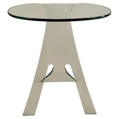 FIAM Italia "Grillo" coffee table by Vittorio Livi, curved crystal, Italy, 1980