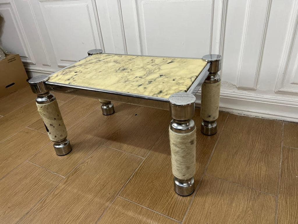 Animal Skin Alabaster coffee table 1970s For Sale
