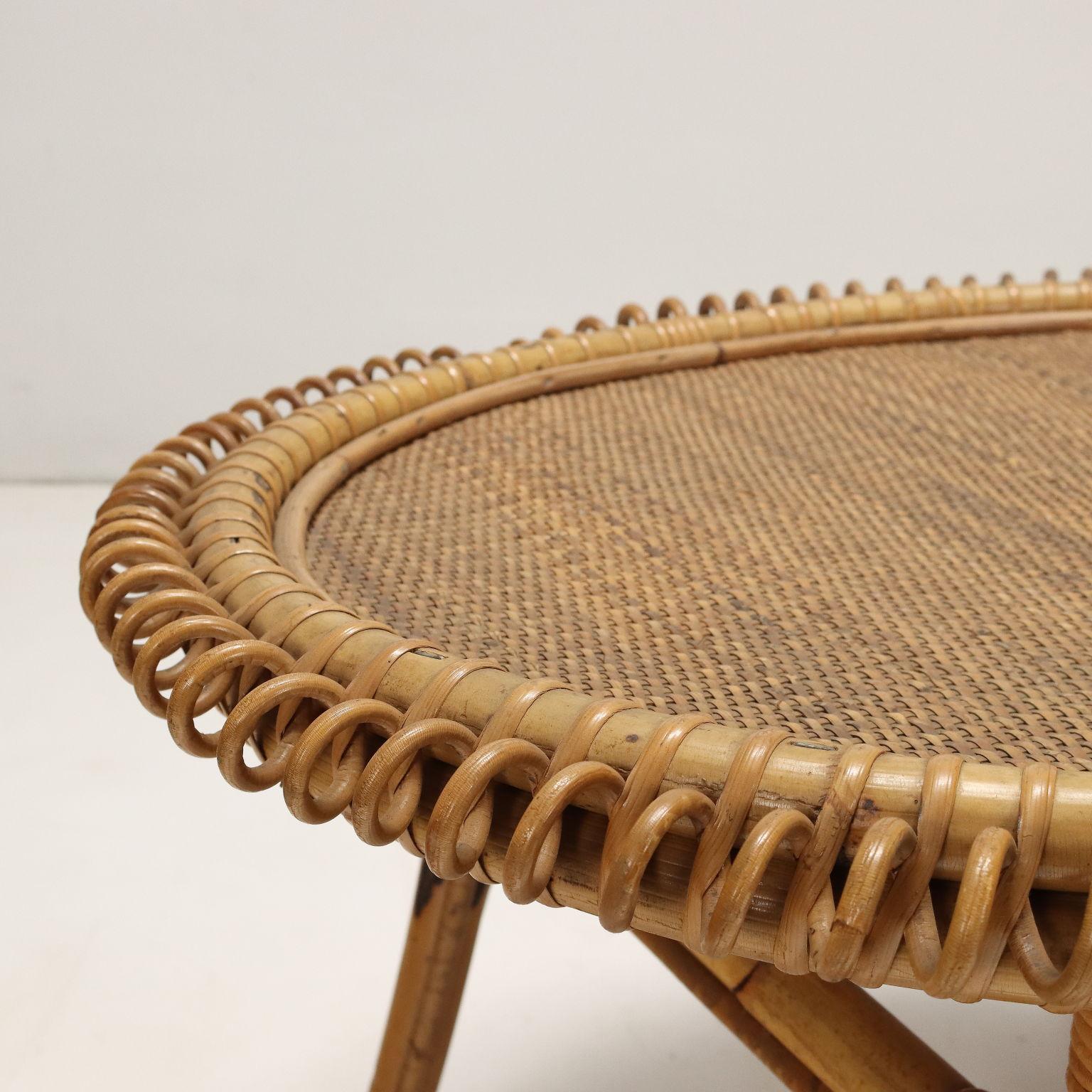 Italian 50s-60s Bamboo Coffee Table For Sale