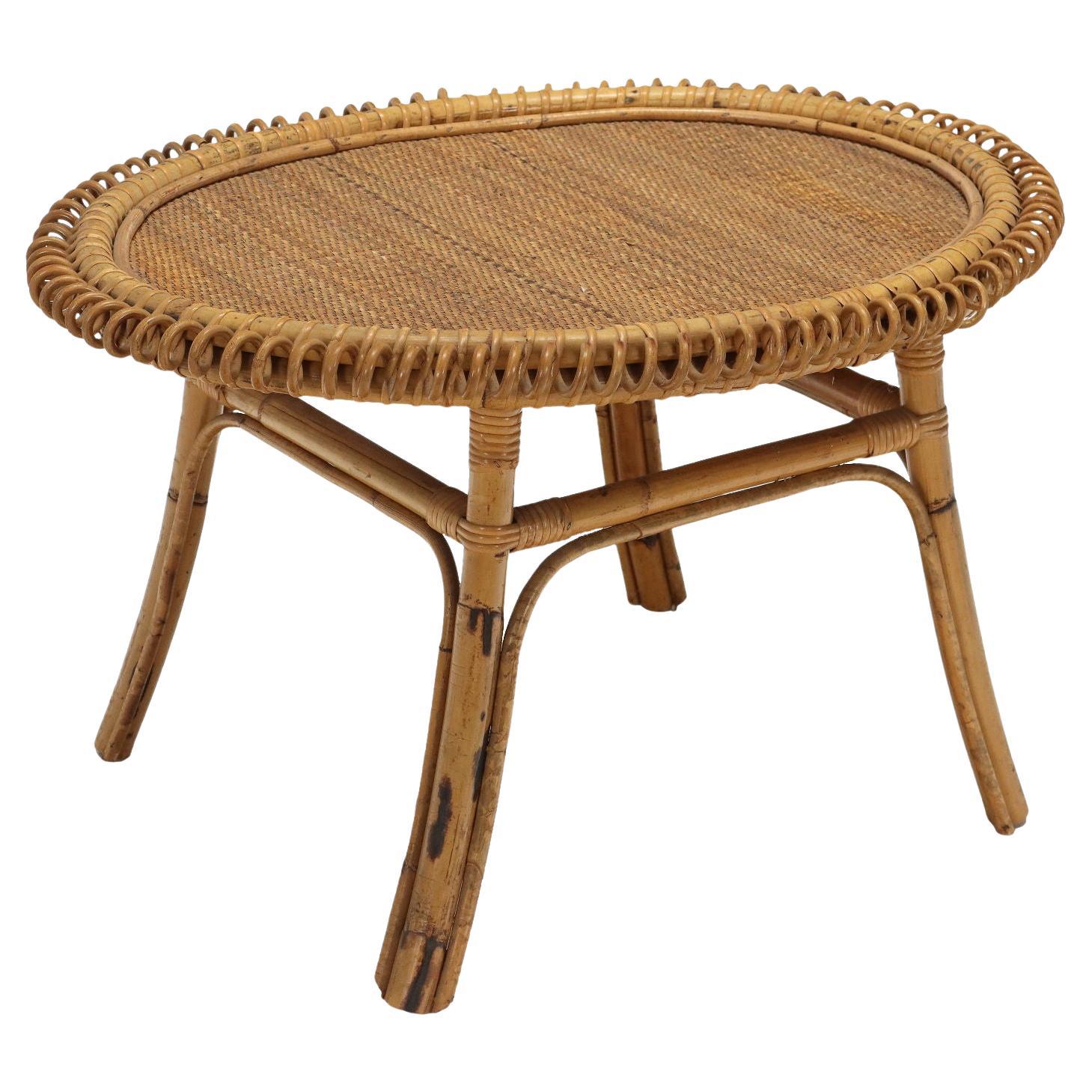 50s-60s Bamboo Coffee Table For Sale