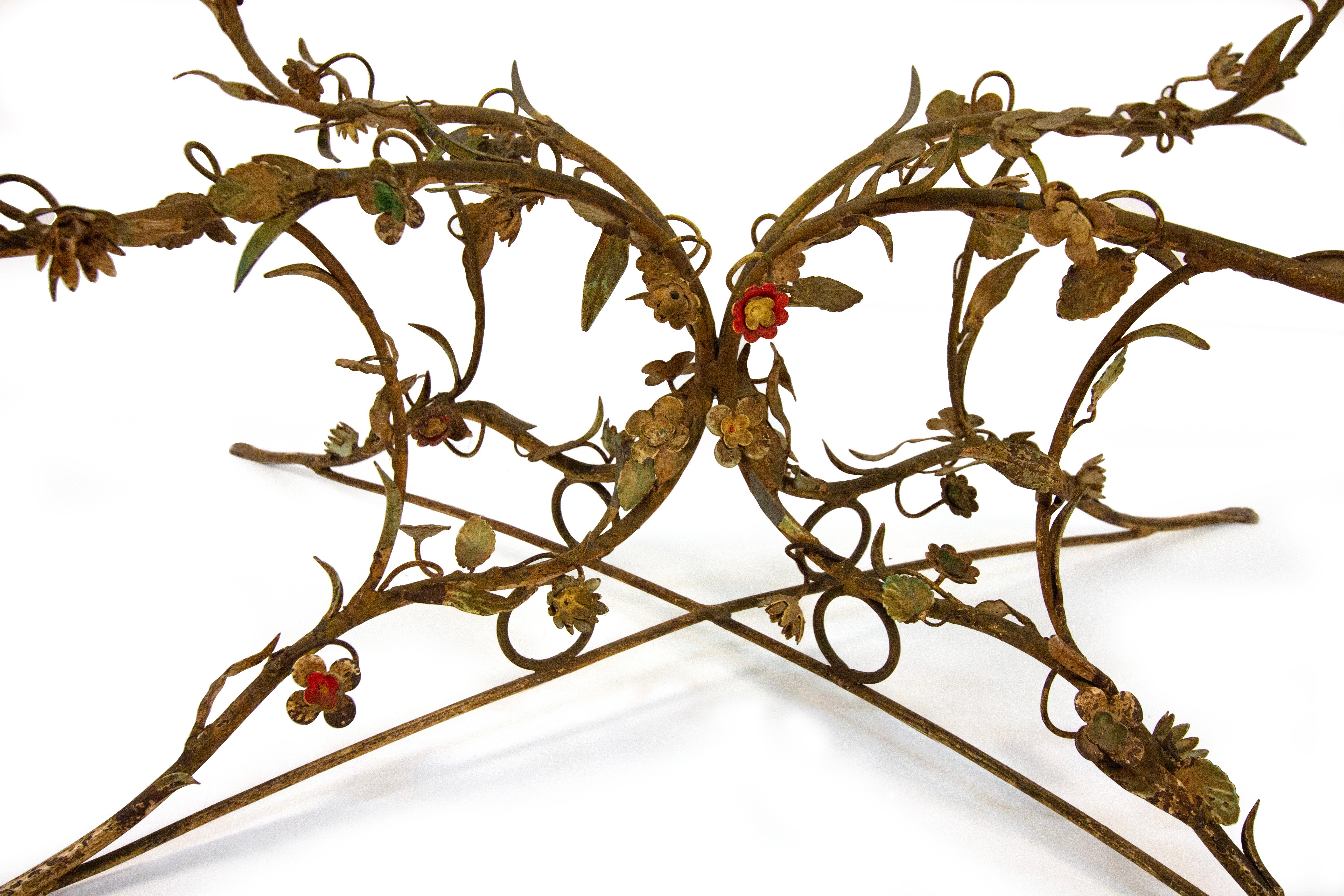 Tavolino in ferro battuto e vetro, XX secolo Bon état - En vente à Milano, IT