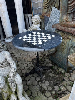 cast iron and marble coffee table with chessboard, Italy