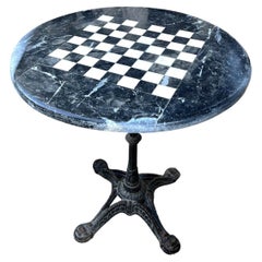 cast iron and marble coffee table with chessboard, Italy