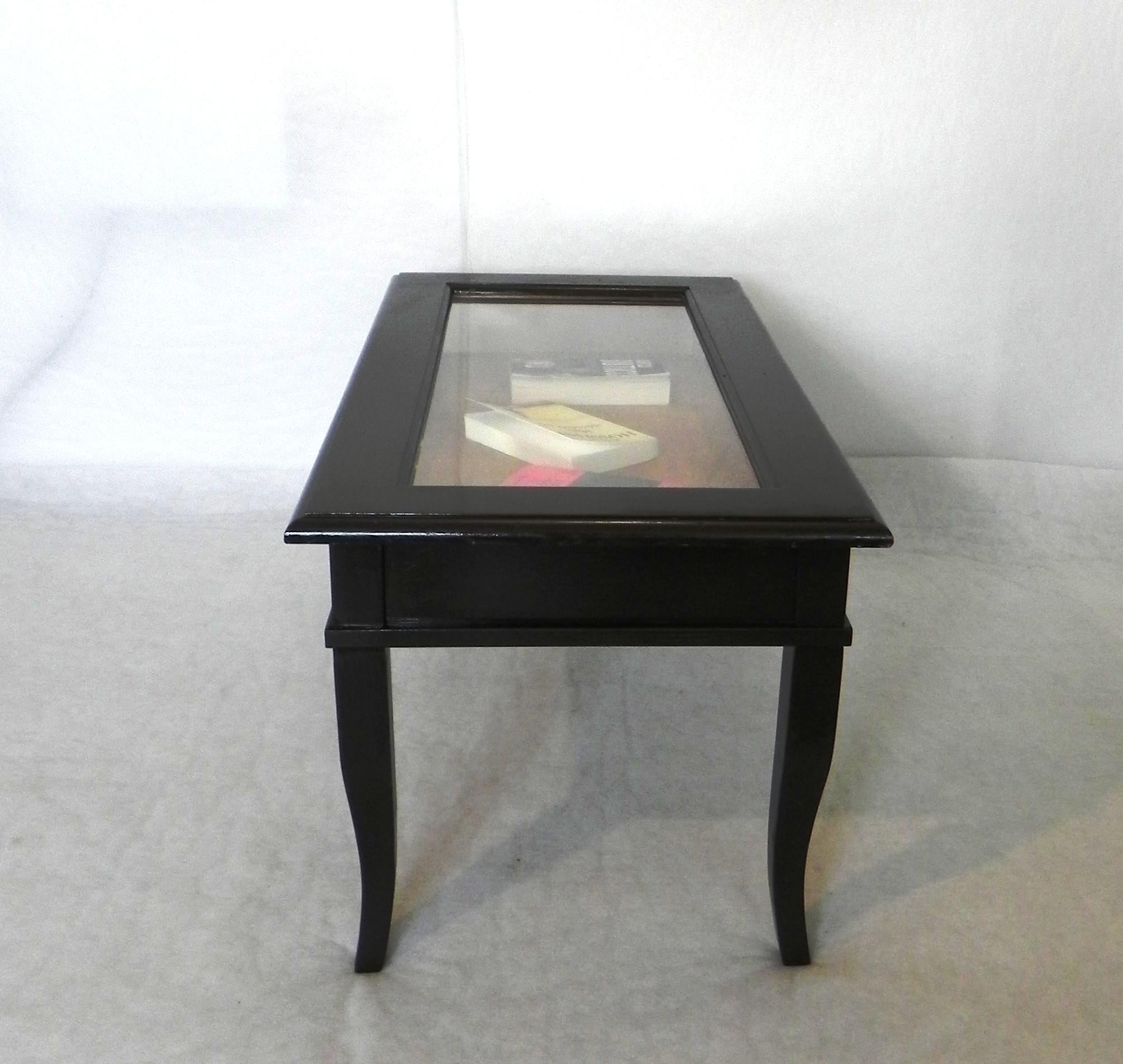 Tavolino in Legno Con Piano Apribile, Anni 80 For Sale 1