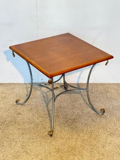 Wood and wrought iron coffee table with decorative details, Florence, 1990s
