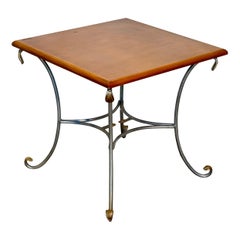 Wood and wrought iron coffee table with decorative details, Florence, 1990s