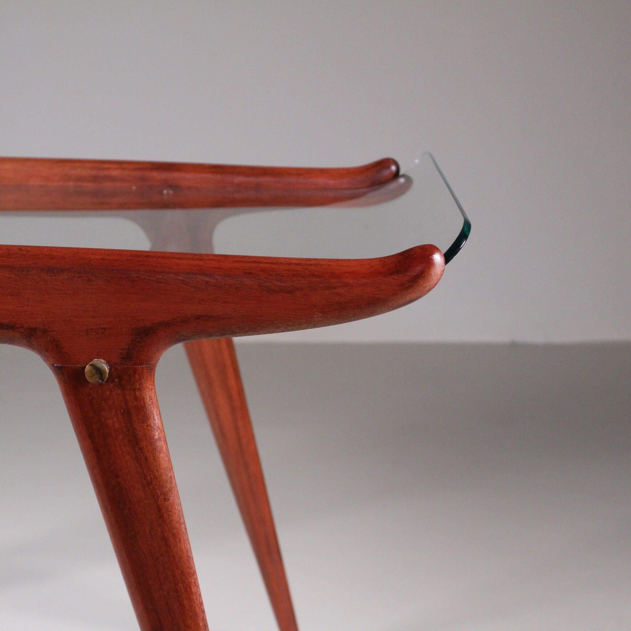 Tavolino in legno e vetro, Carlo De Carli, 1950 In condizioni buone in vendita a Milano, Lombardia