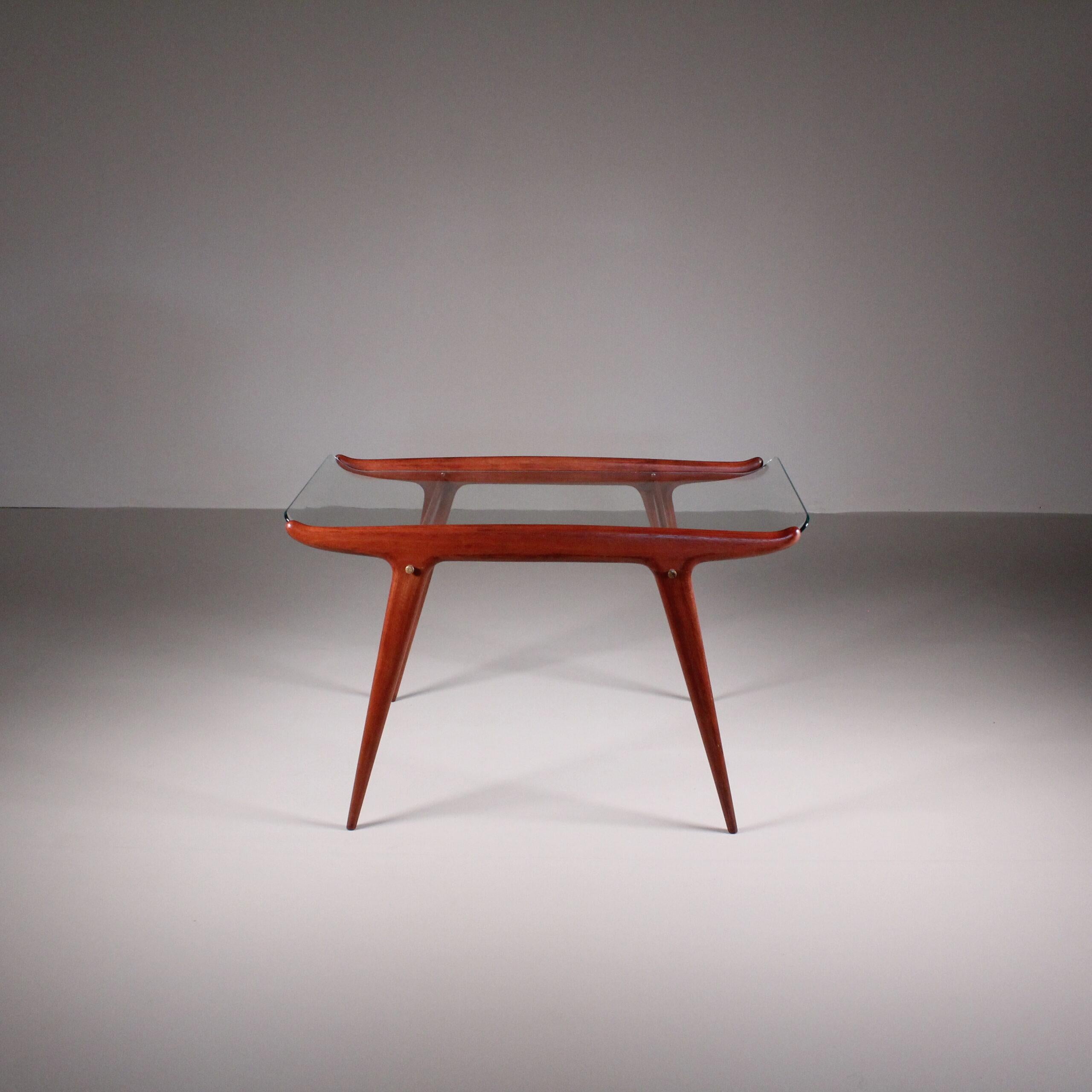 Mid-20th Century Tavolino in legno e vetro, Carlo De Carli, 1950 in vendita